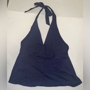 American Eagle Womens Navy Blue Ruched Tie Back Halter Crop Top Size XS Tank Top
